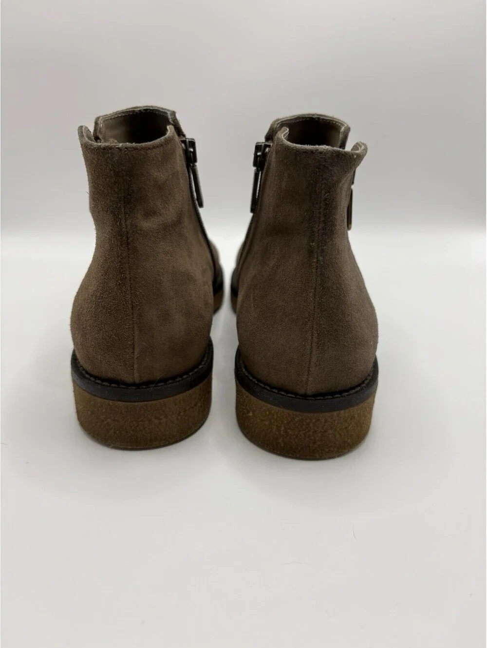 Italeau Foliana Tan Brown Suede Zip Ankle Boots Italy Women’s 38 US 7.5